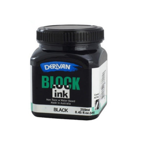BLOCK PRINT INK DERIVAN BLACK 250ML