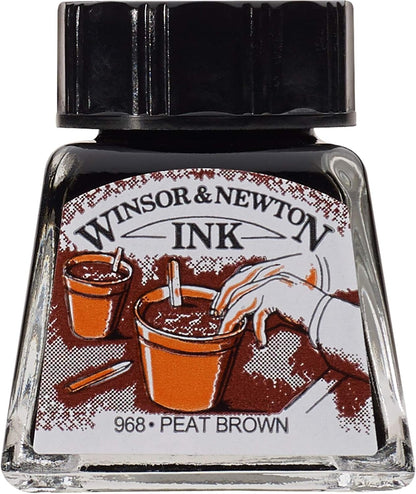 INK W&N DRAWING PEAT BROWN 14ML 469